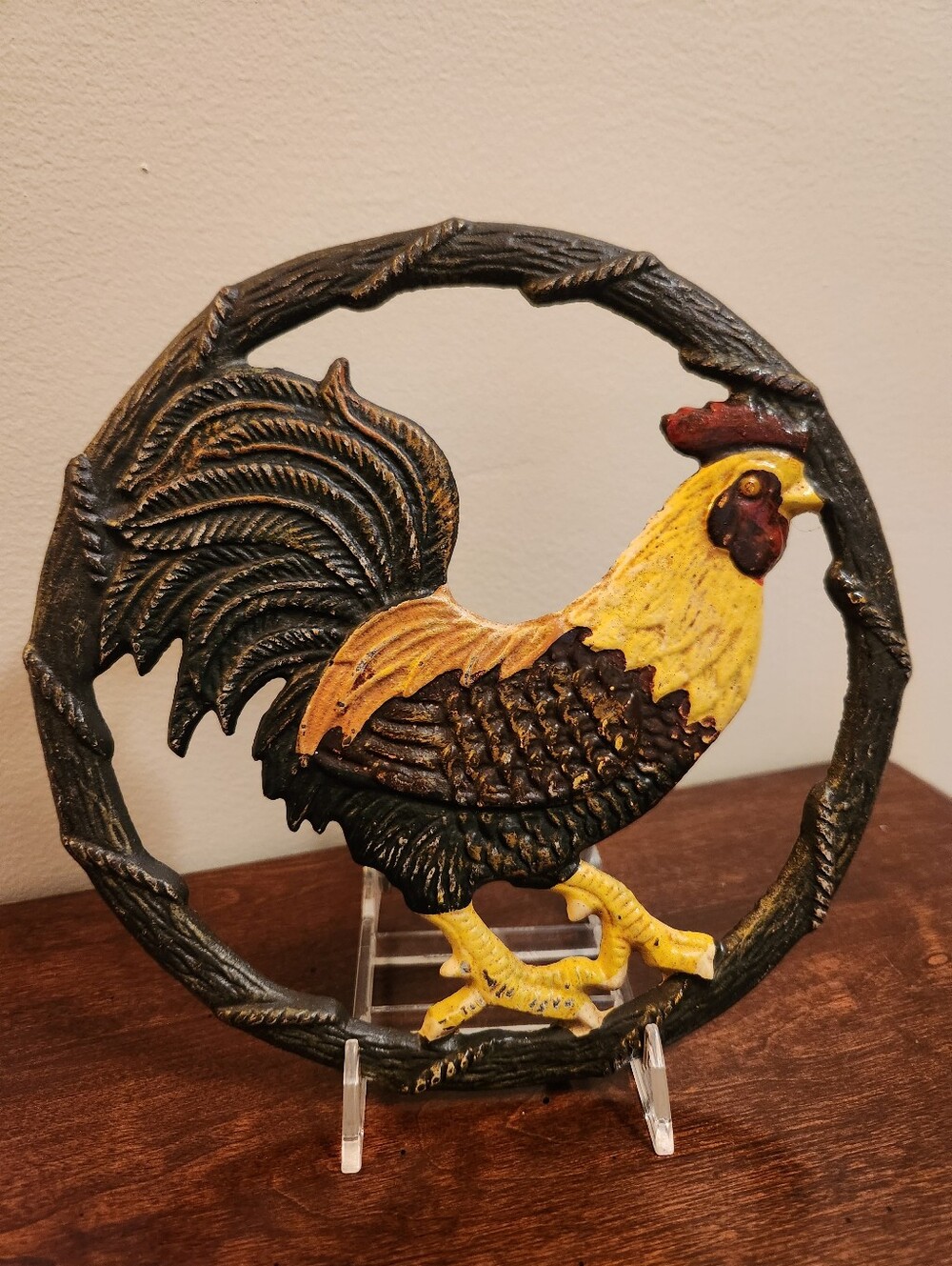 Vintage Cast Iron Rooster Trivet, Farmhouse Kitchen Decor